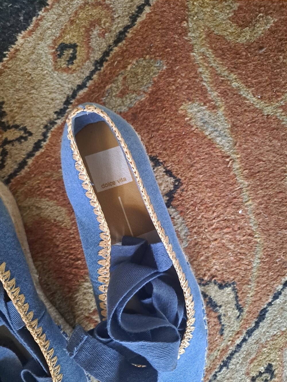 Dolce Vita Denim Blue Espadrille Ankle-Tie Shoes - Picture 5 of 10